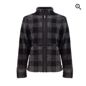 Buffalo Check Plaid Black and Gray Chelan zip Jacket Small shearling fleece